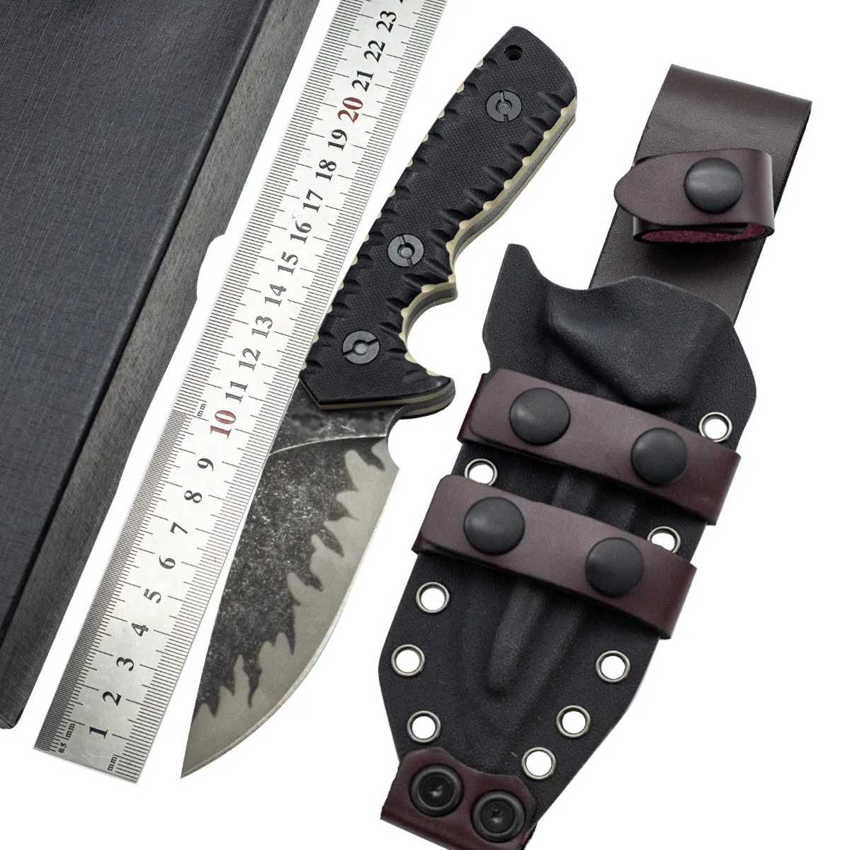 Field Camping Tools portable knife with black finish 100 mm blade camping utility knife