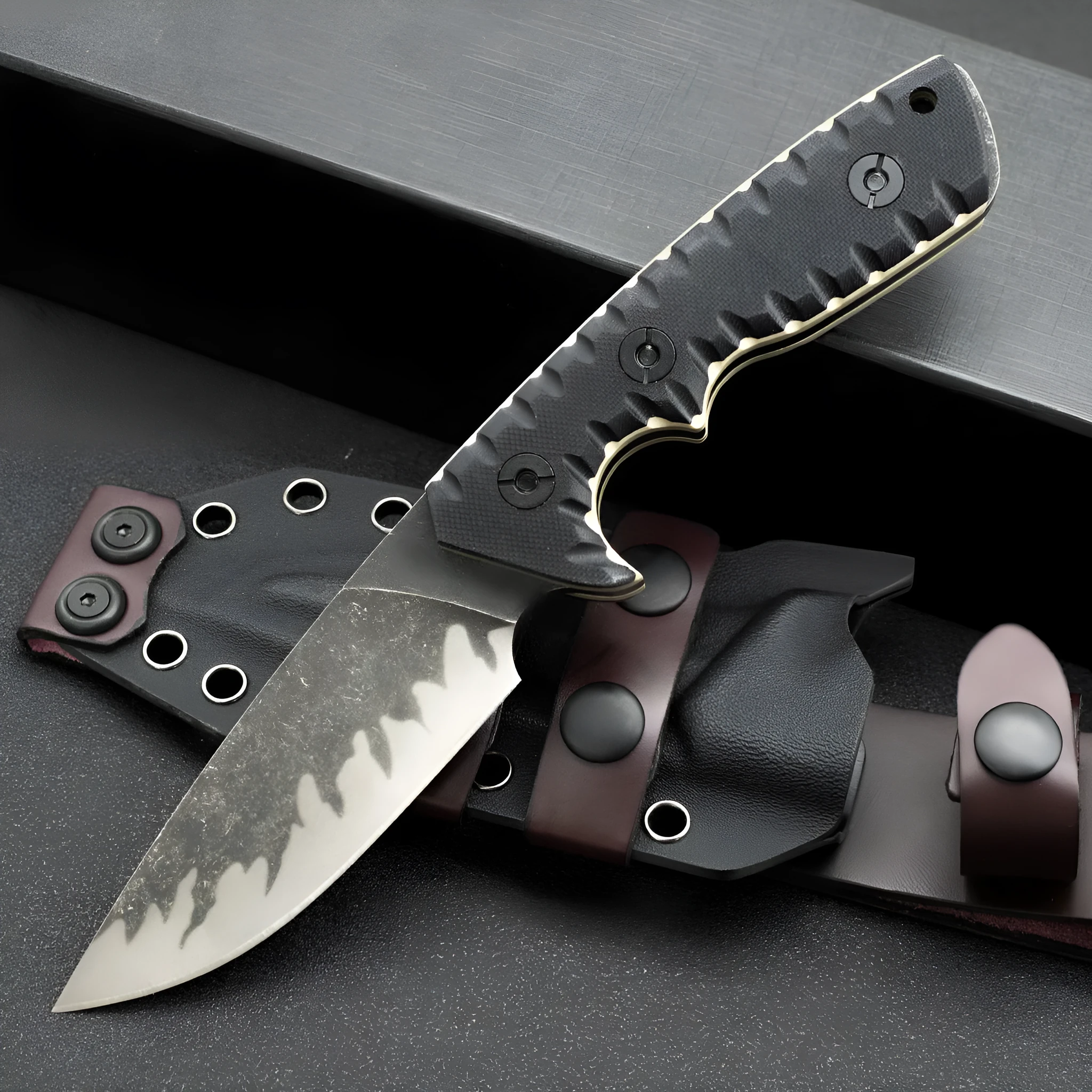Field Camping Tools portable knife with black finish 100 mm blade camping utility knife