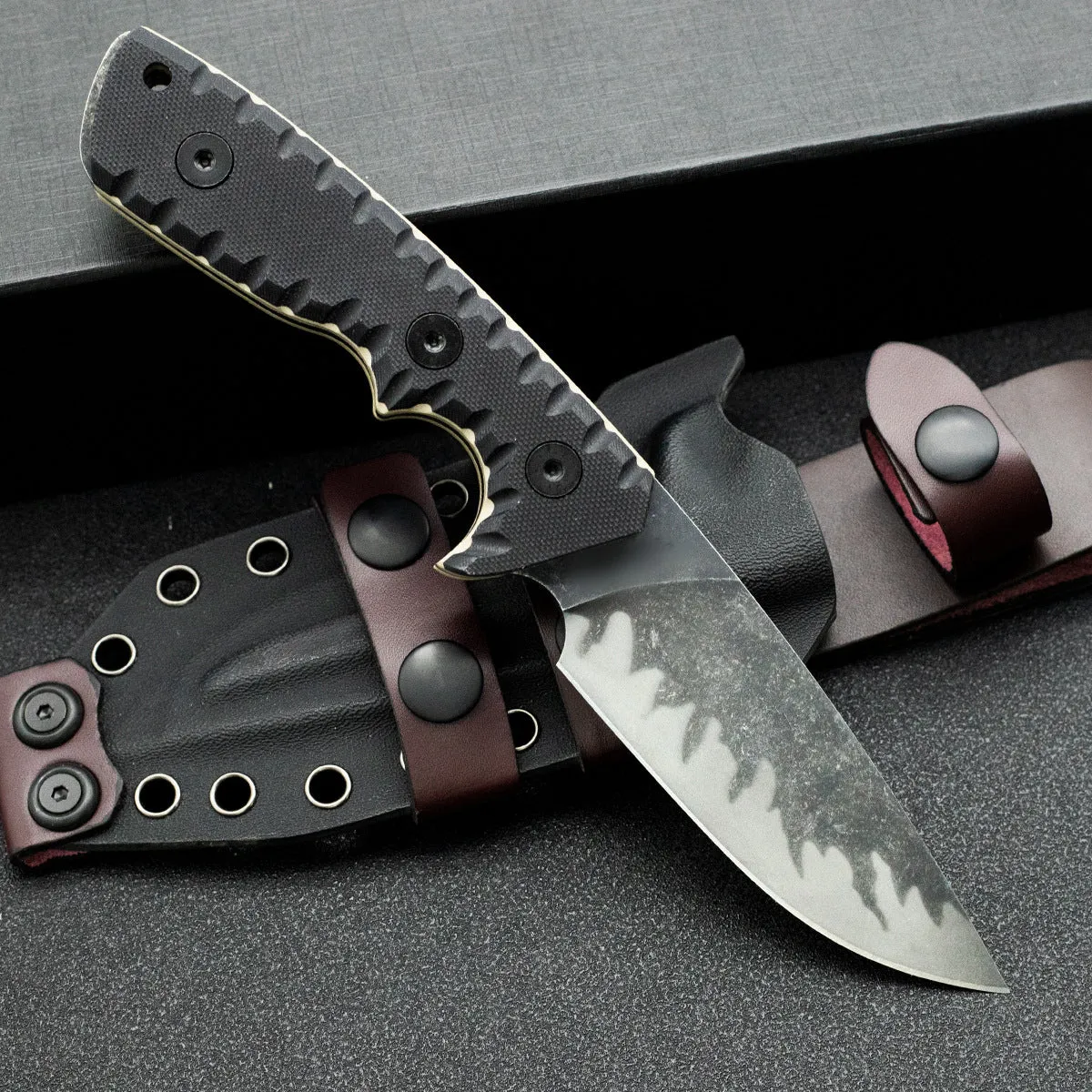 Field Camping Tools portable knife with black finish 100 mm blade camping utility knife