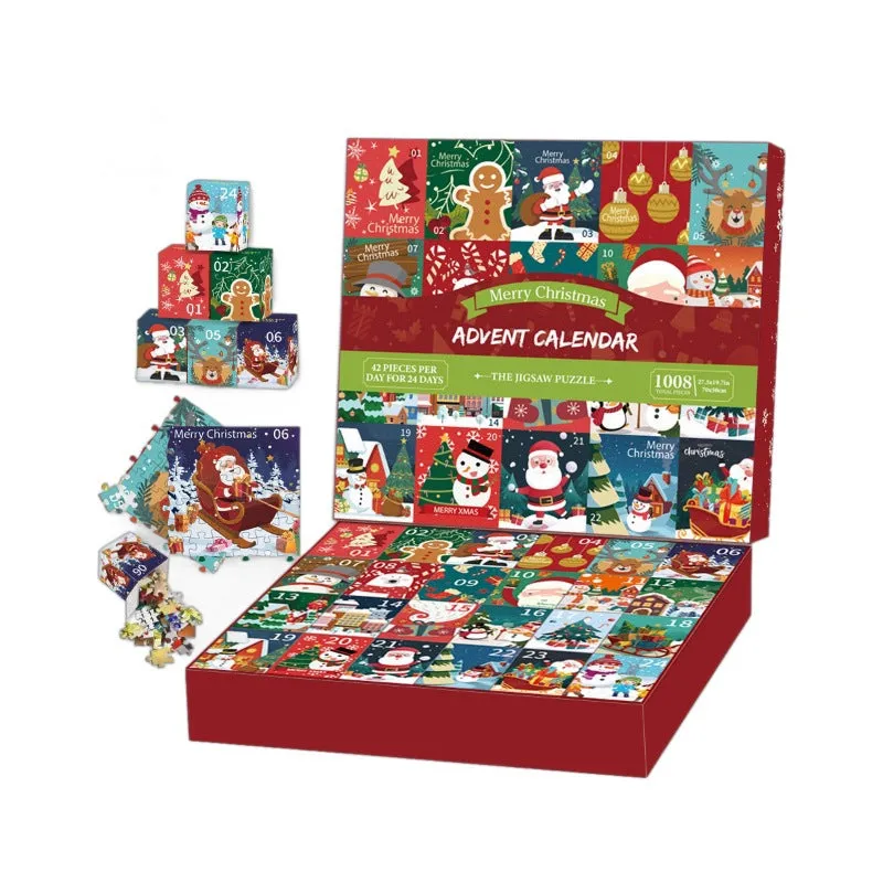 24-grid paper advent calendar puzzle box with colourful illustrations, 70x50 cm, for teenagers