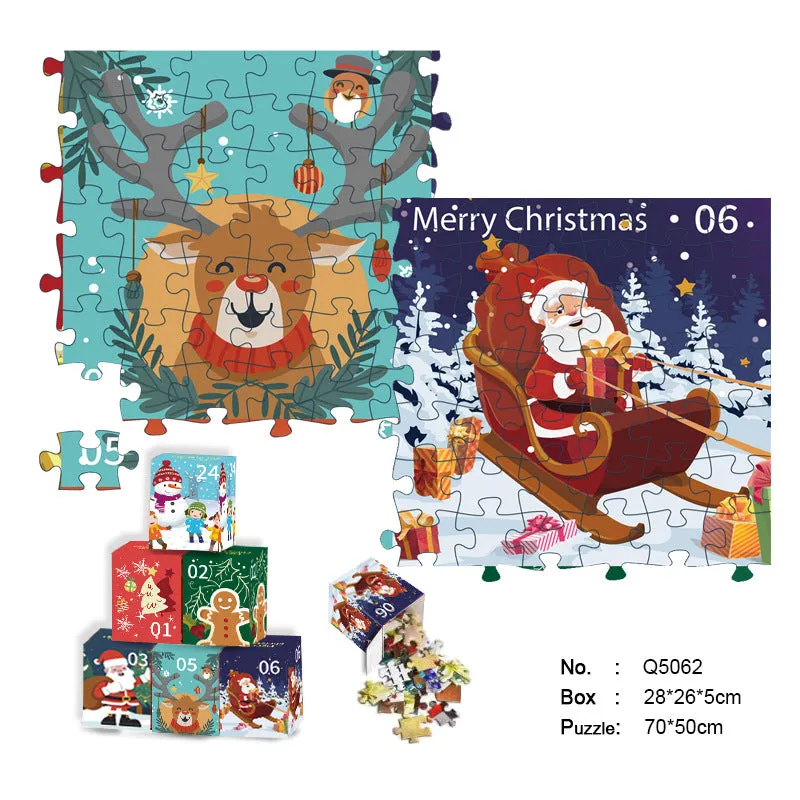24-grid paper advent calendar puzzle box with colourful illustrations, 70x50 cm, for teenagers
