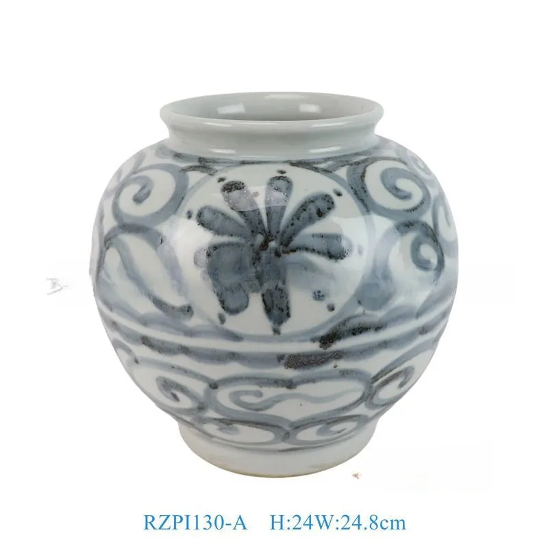 Hand-painted blue and white ceramic vase with sunflower design, available in multiple sizes