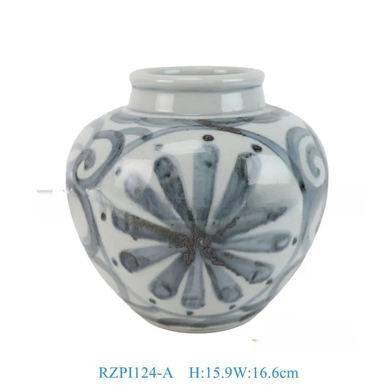 Hand-painted blue and white ceramic vase with sunflower design, available in multiple sizes
