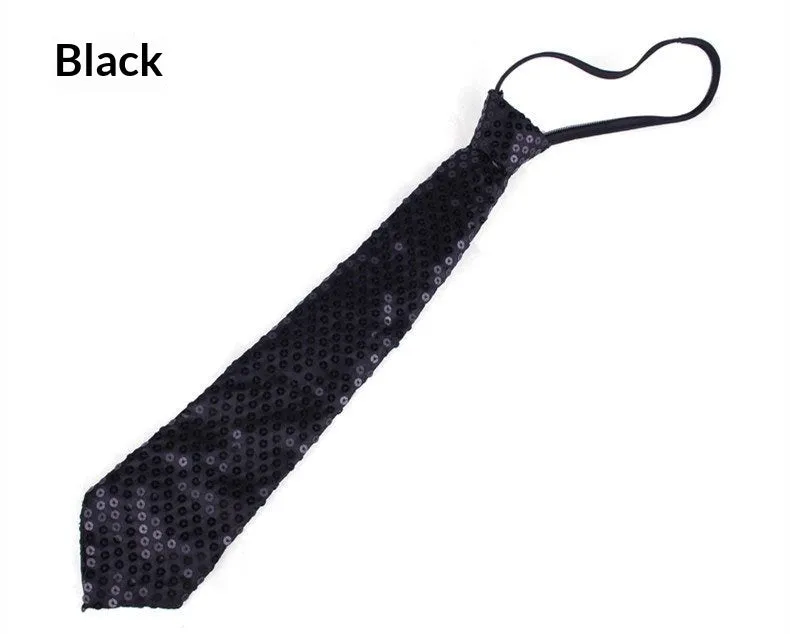 Gold sequin striped no-tie bow tie on collar for Halloween or jazz costume