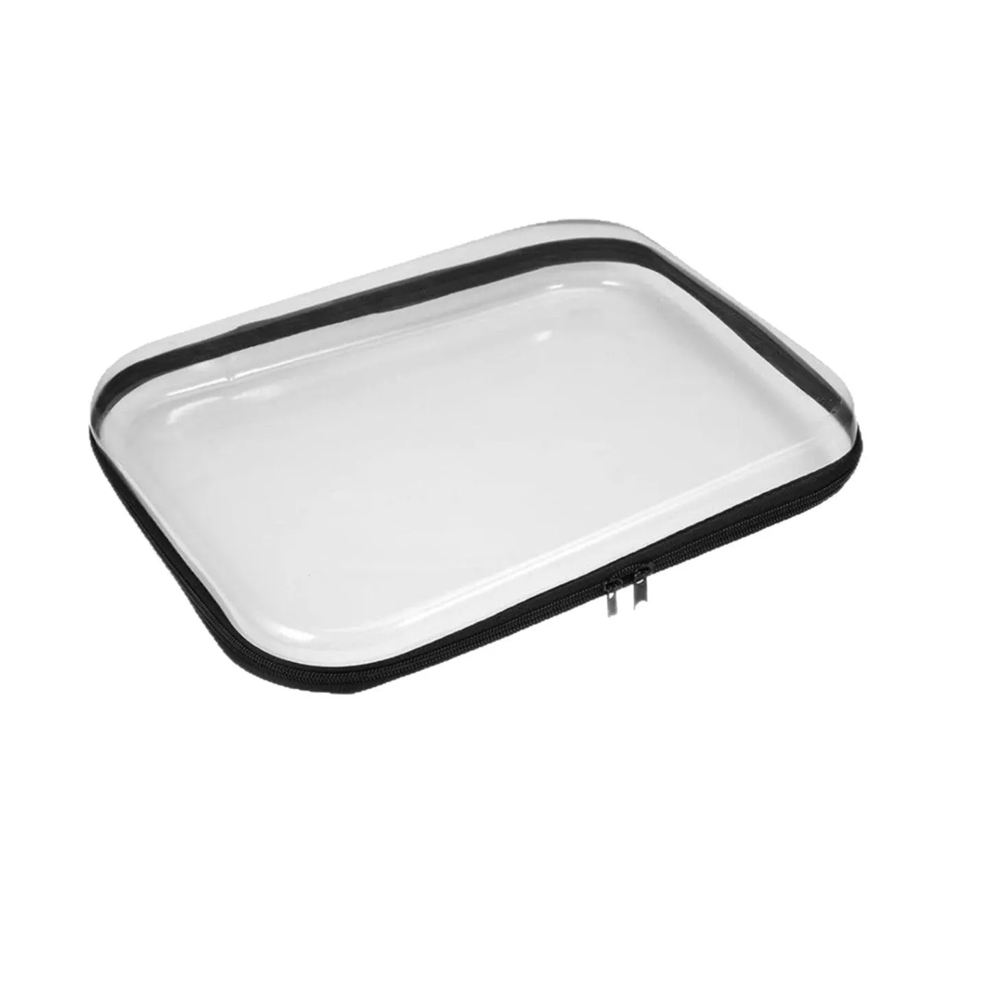 Transparent PET plastic zipper pencil case storage bag cube shape