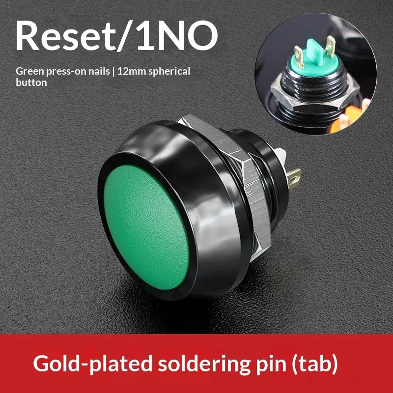 12mm red wave spherical handle self-resetting button with silver-plated contacts, waterproof, for electronic remote control