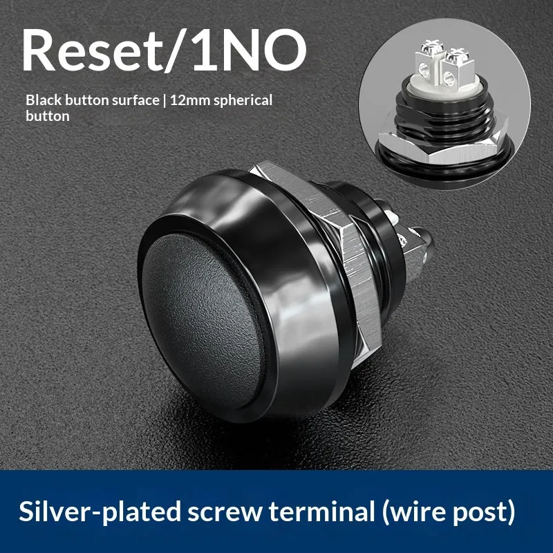 12mm red wave spherical handle self-resetting button with silver-plated contacts, waterproof, for electronic remote control