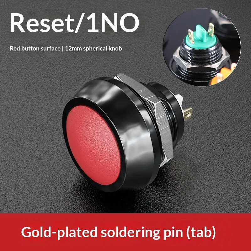 12mm red wave spherical handle self-resetting button with silver-plated contacts, waterproof, for electronic remote control