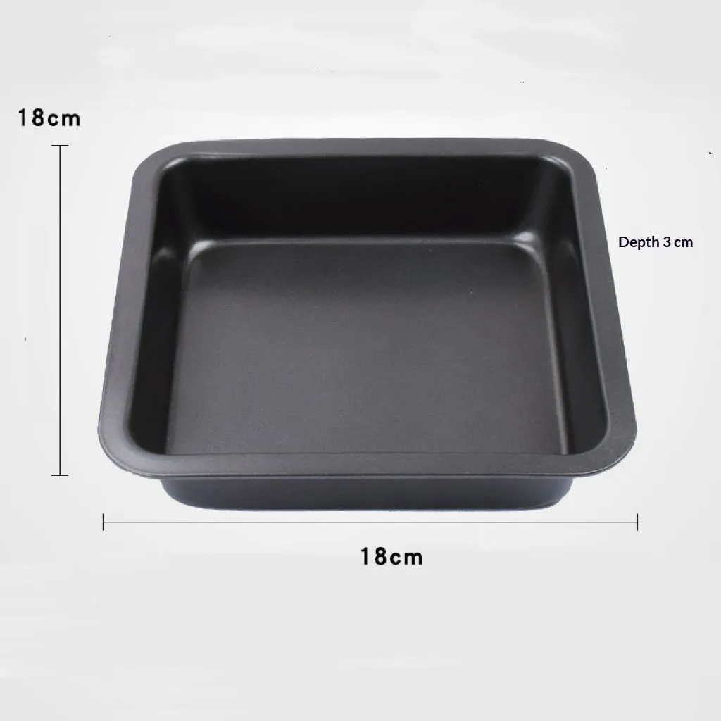 Square pizza baking pan in black finish with non-stick coating on carbon steel base