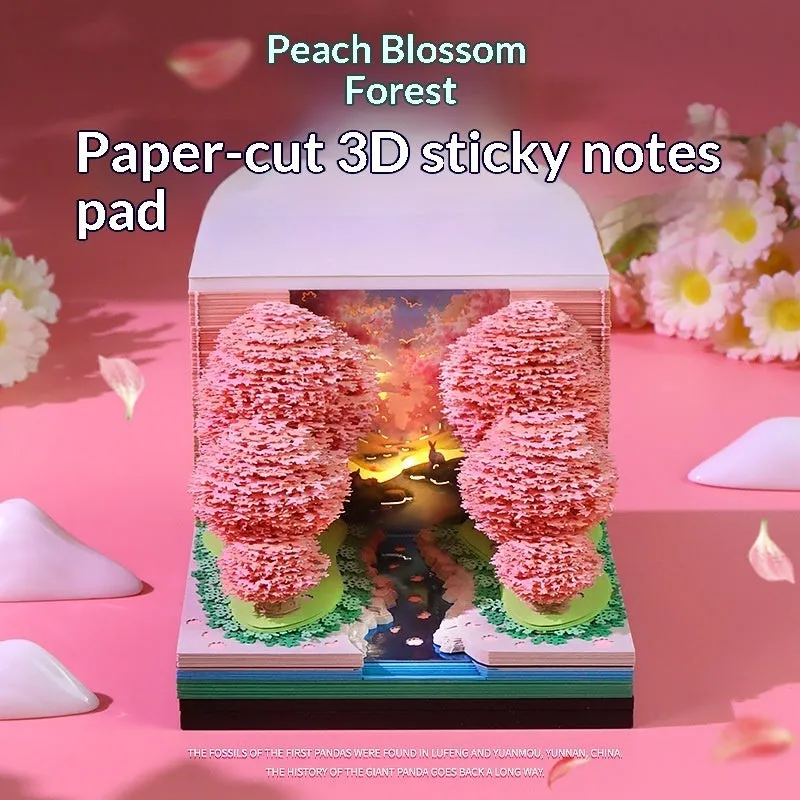 Peach Blossom Forest paper-cut calendar with creative paper brick design, 2026 English weekly calendar format