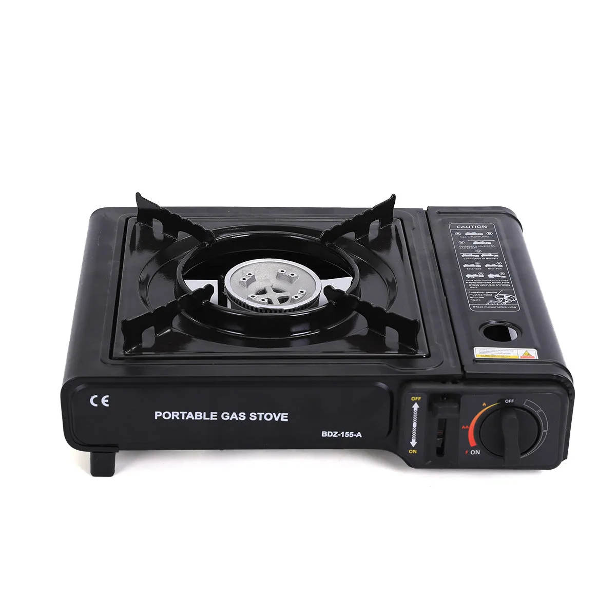 Portable outdoor camping gas stove in black for hot pot and barbecue cooking