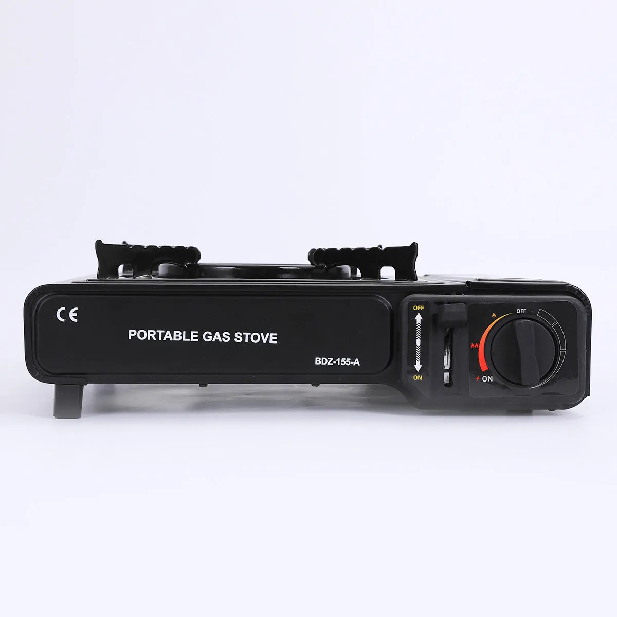 Portable outdoor camping gas stove in black for hot pot and barbecue cooking