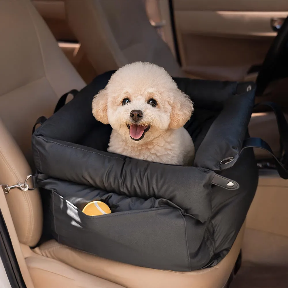 Green waterproof PU leather dog car nest with removable cover, dimensions 55cm by 50cm by 45cm.