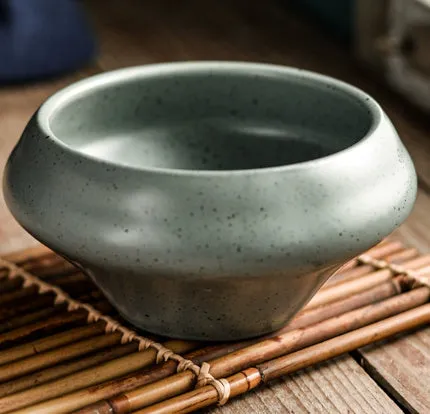 Japanese ceramic tall soup bowl with underglaze colour pattern, microwave-safe porcelain