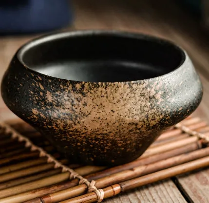 Japanese ceramic tall soup bowl with underglaze colour pattern, microwave-safe porcelain