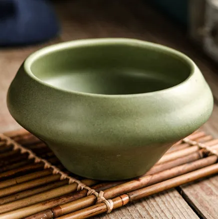 Japanese ceramic tall soup bowl with underglaze colour pattern, microwave-safe porcelain