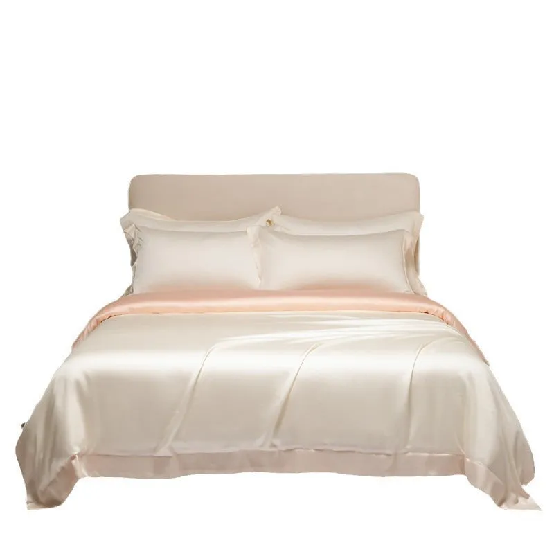 Luxury Lenzing Tencel duvet cover and pillowcase set in Aurora Blue colour on a modern bed.