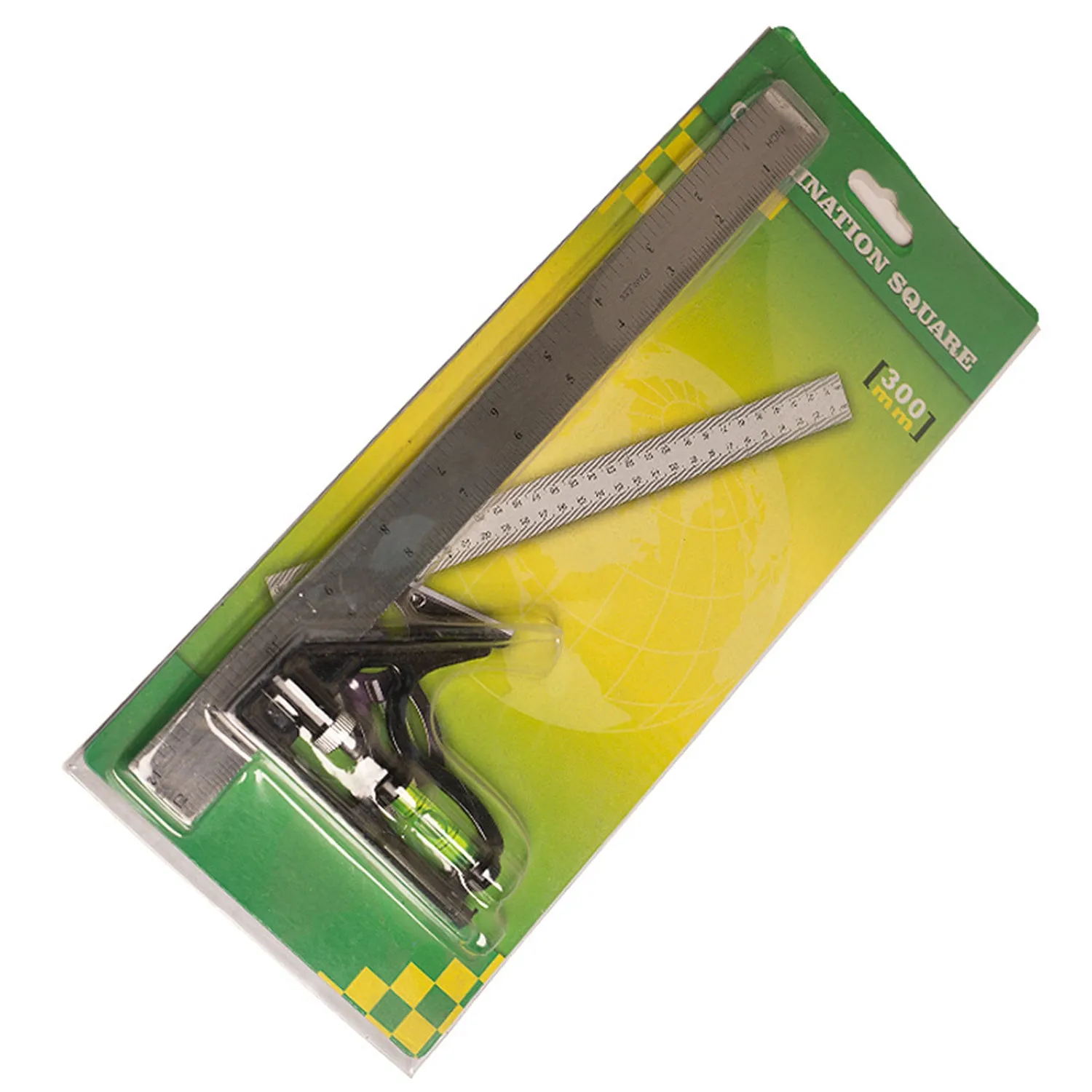 Red metal combination angle ruler for civil engineering surveying with metric markings