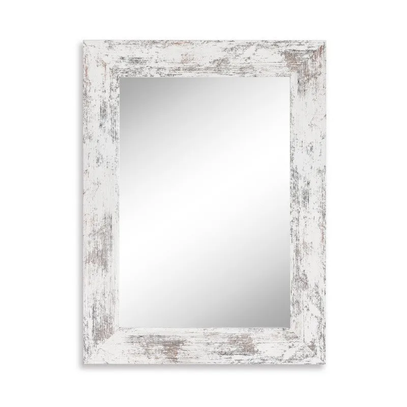 Wall-mounted modern pastoral bathroom dressing mirror with retro Chinese style MDF frame in Little White