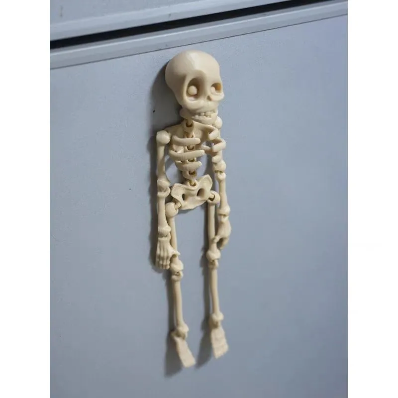 3D printed skull refrigerator magnet in multiple colours measuring 18cm high by 4.5cm wide