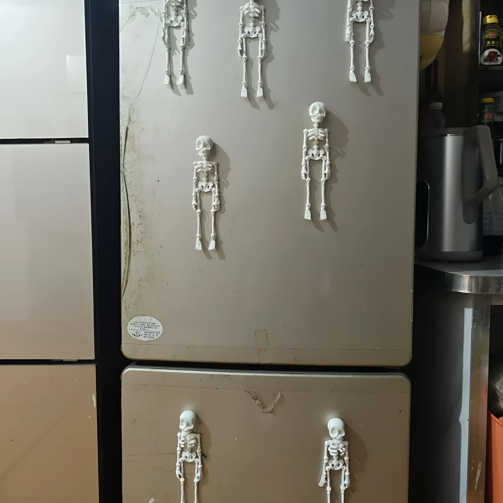 3D printed skull refrigerator magnet in multiple colours measuring 18cm high by 4.5cm wide