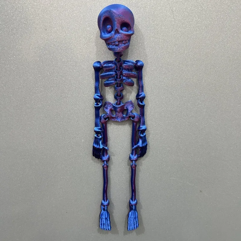 3D printed skull refrigerator magnet in multiple colours measuring 18cm high by 4.5cm wide