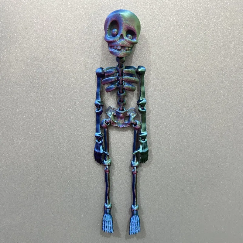 3D printed skull refrigerator magnet in multiple colours measuring 18cm high by 4.5cm wide
