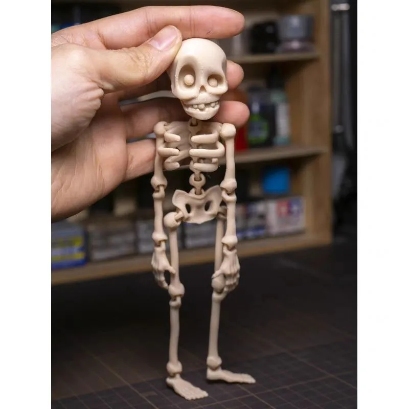 3D printed skull refrigerator magnet in multiple colours measuring 18cm high by 4.5cm wide