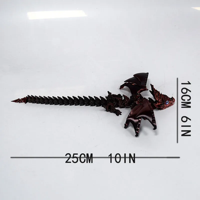 Red and gold PLA flying dragon wings decoration toy measuring 25cm wide.