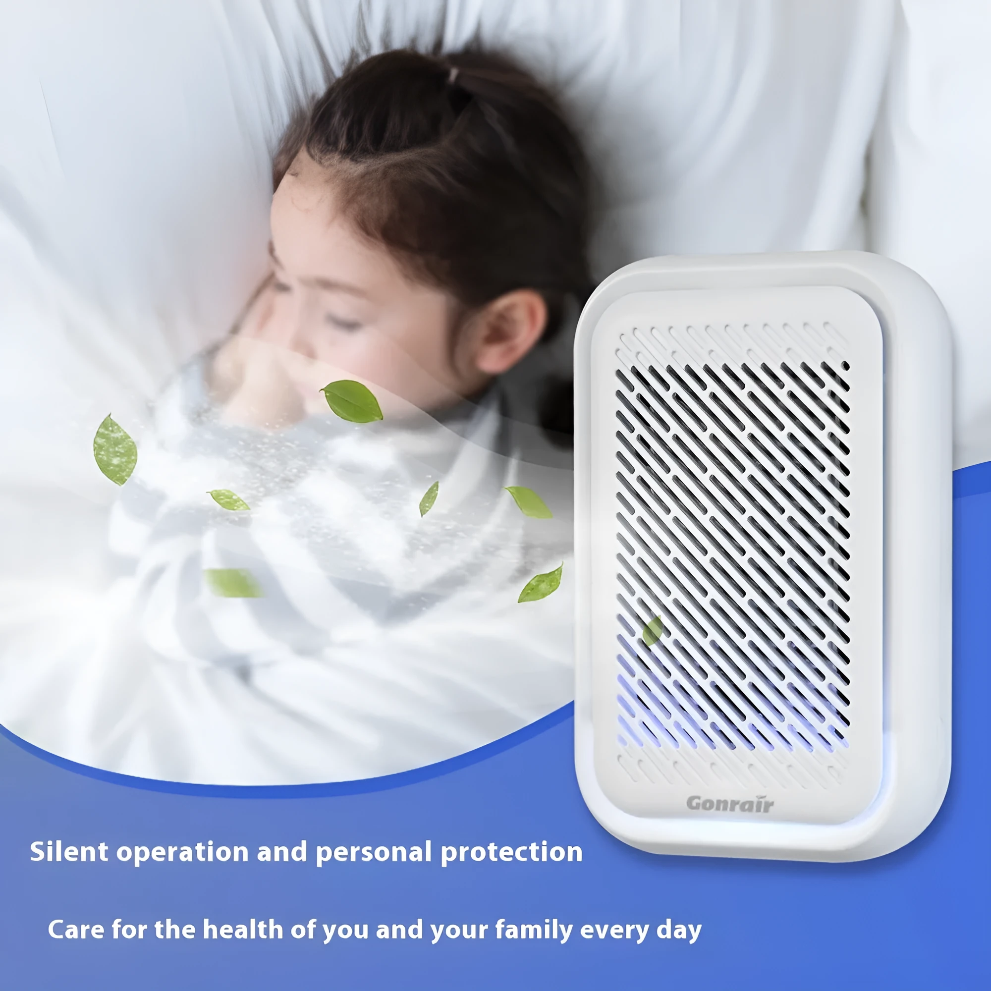 White wall-mounted air purifier unit for small rooms under 10 square metres