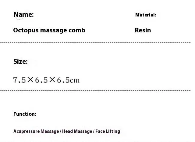 Pink octopus-shaped massage comb for periocular meridian acupressure with curved arms and storage bag