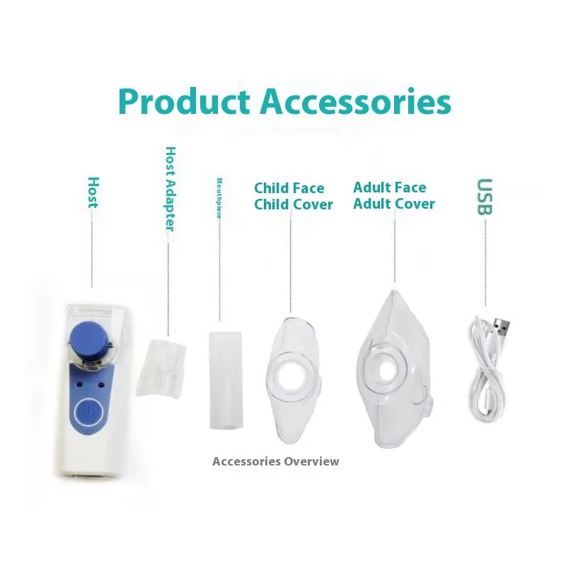 USB handheld plastic nebuliser spray machine with columnar design for household drug atomisation and humidification
