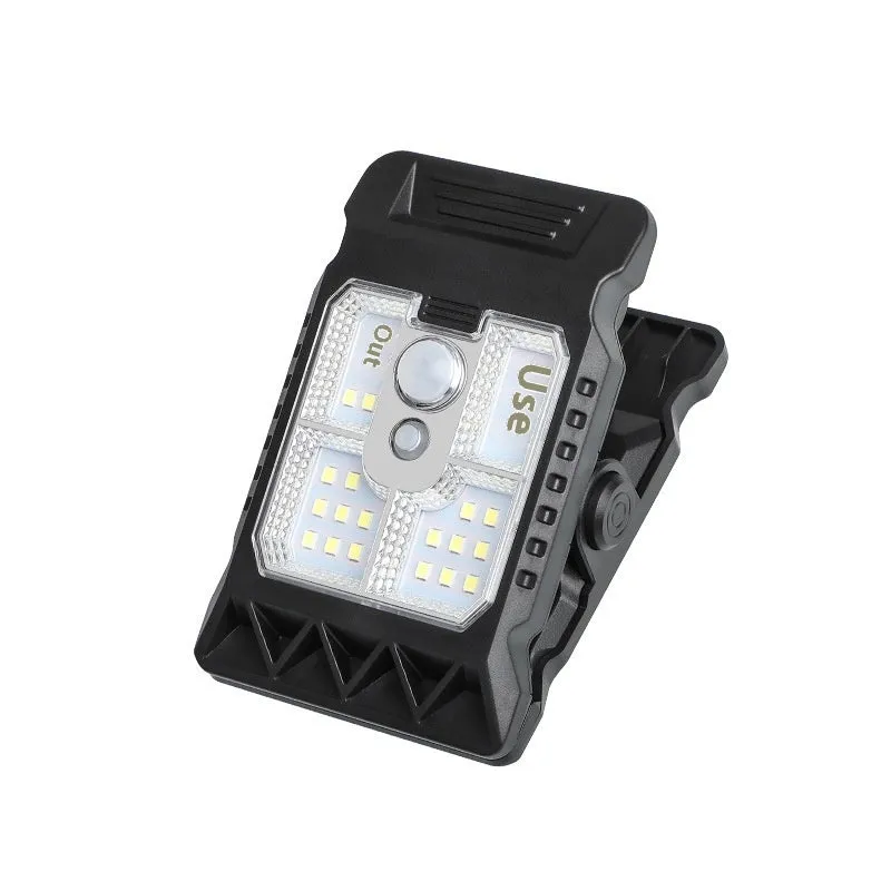 Compact white ABS human body induction clip lamp with clip and motion sensor visible.