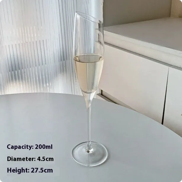 Clear glass French champagne goblet in one of seven styles: flute, tulip, waist, bevel, era or coupe.