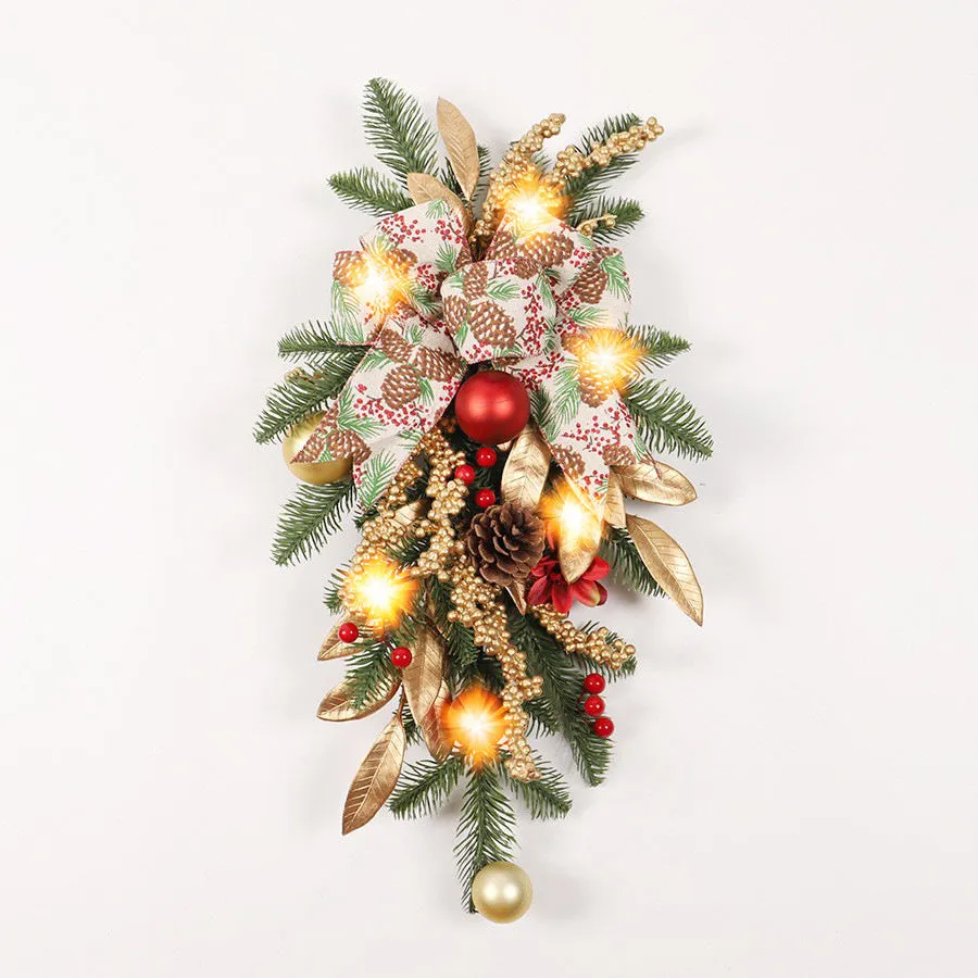 Plastic Christmas garland in American country style with optional lighting in four decorative variations