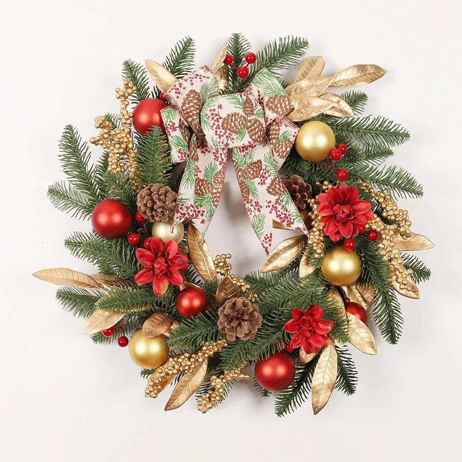 Plastic Christmas garland in American country style with optional lighting in four decorative variations