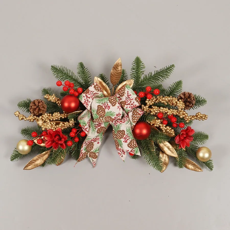Plastic Christmas garland in American country style with optional lighting in four decorative variations