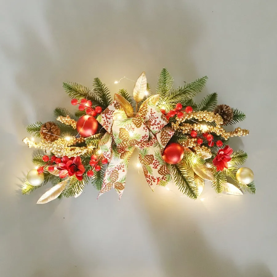 Plastic Christmas garland in American country style with optional lighting in four decorative variations