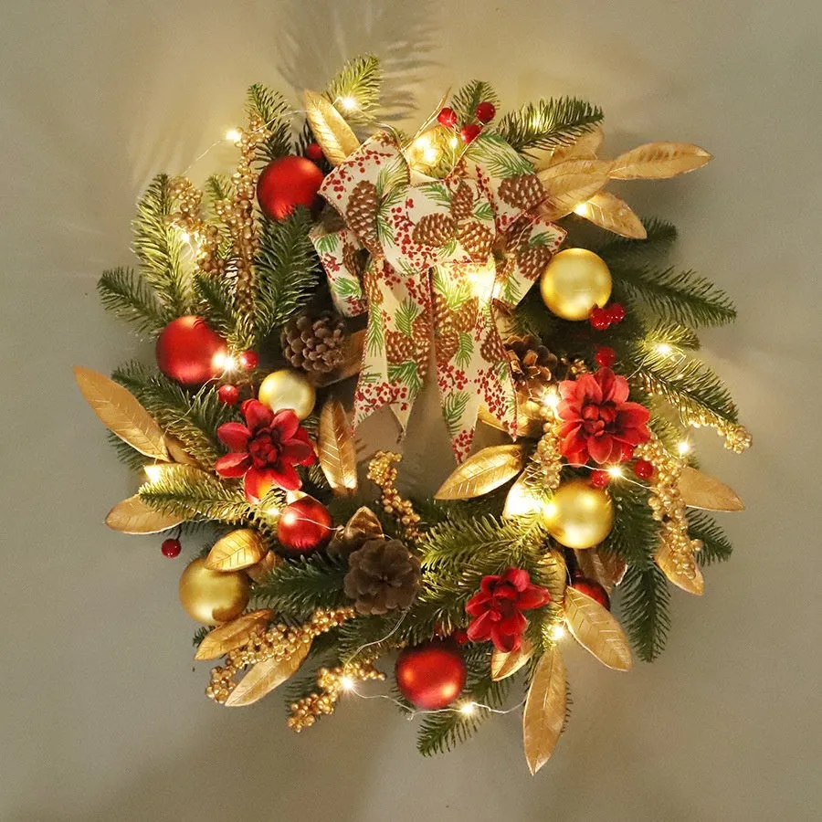 Plastic Christmas garland in American country style with optional lighting in four decorative variations