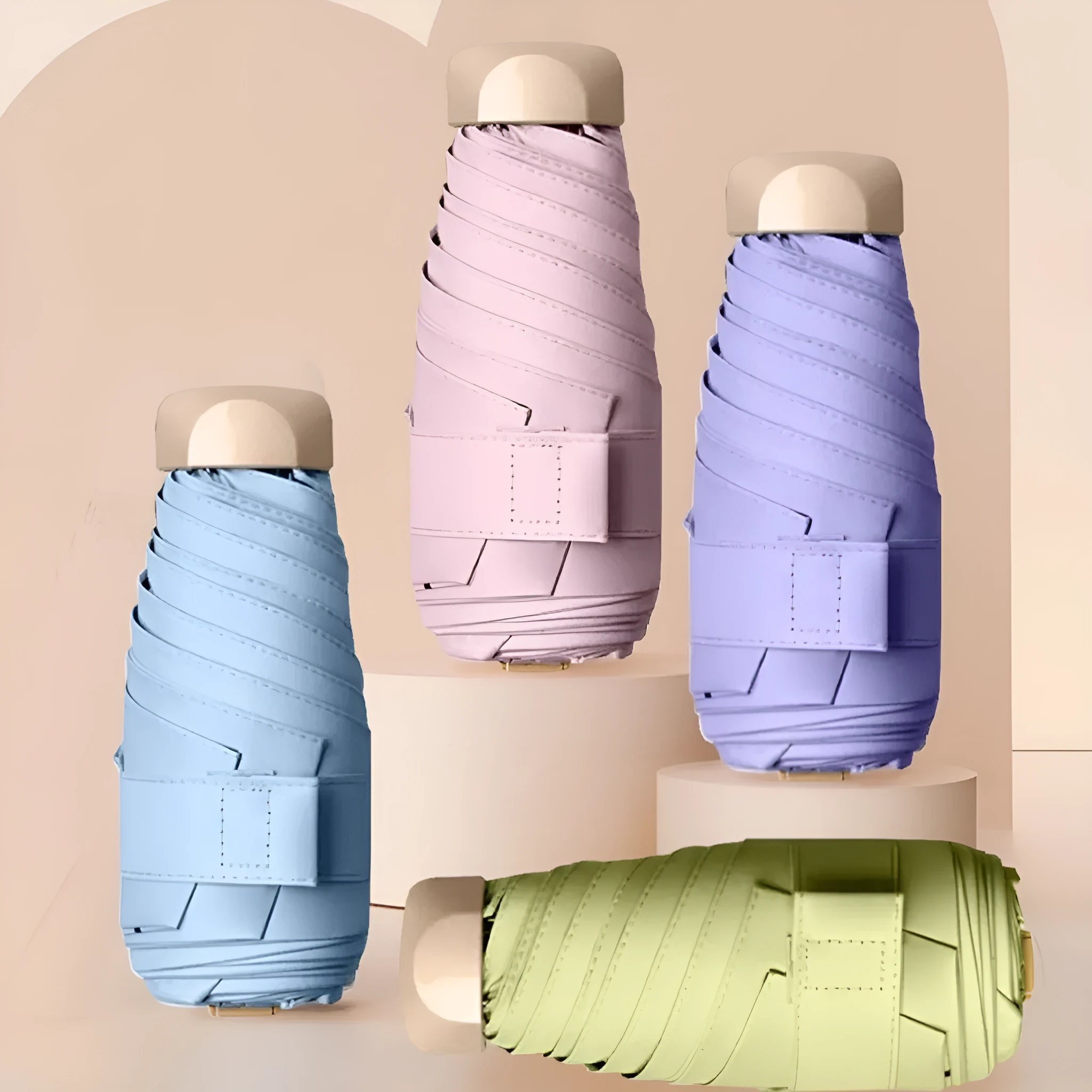 Five-fold gradient vinyl umbrella with alloy frame in multiple colour options