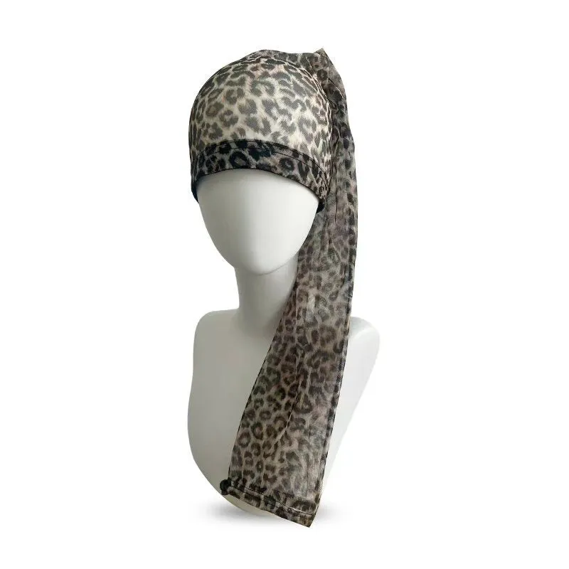 Adjustable mesh wig cap in spandex material showing oversleeve design for custom fit