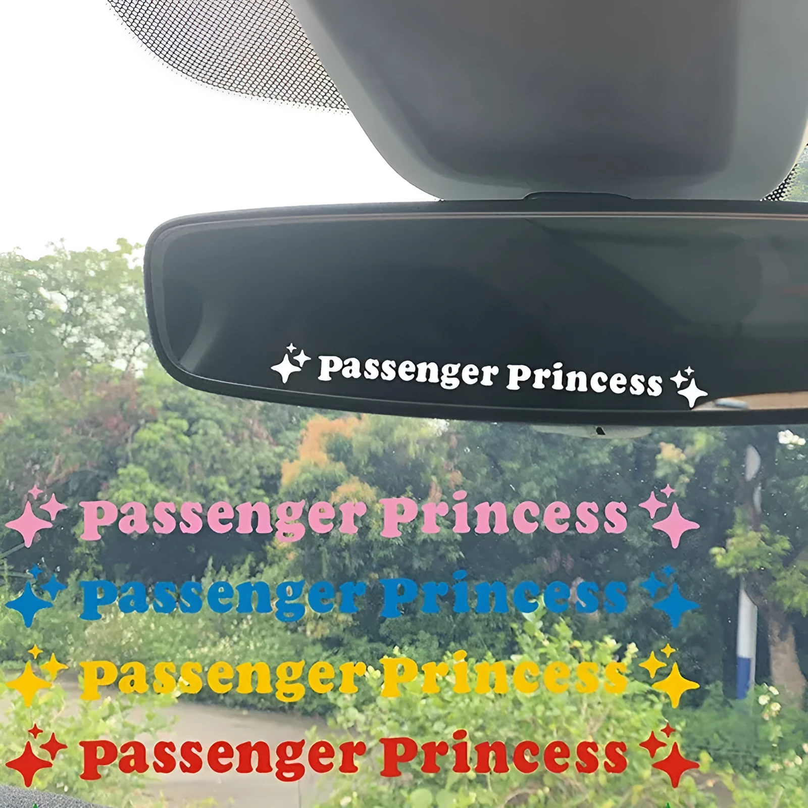 Passenger princess decorative car sticker in reflective colours, 12.5cm size