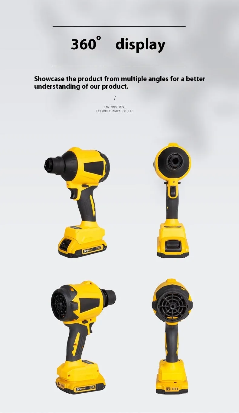 Yellow handheld rechargeable lithium battery dust gun for office and household cleaning