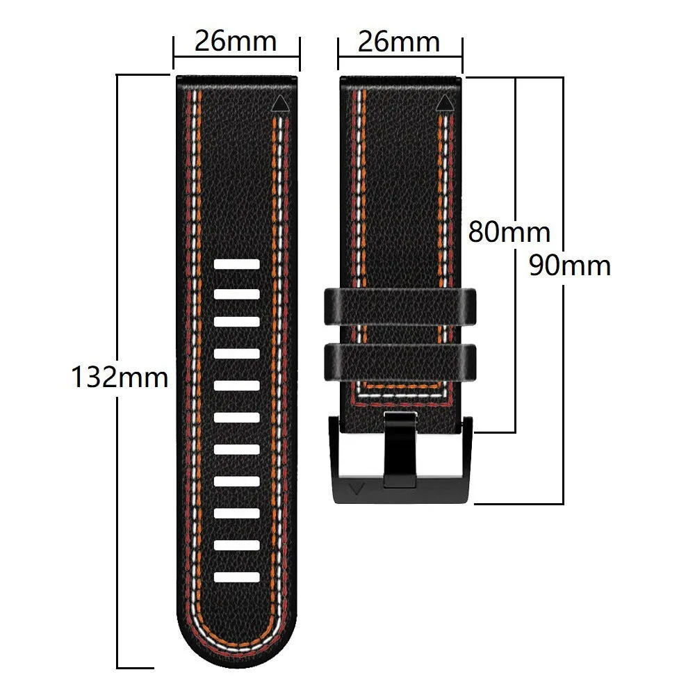 Silicone leather replacement watchband for Garmin Fenix smartwatches in four colour options