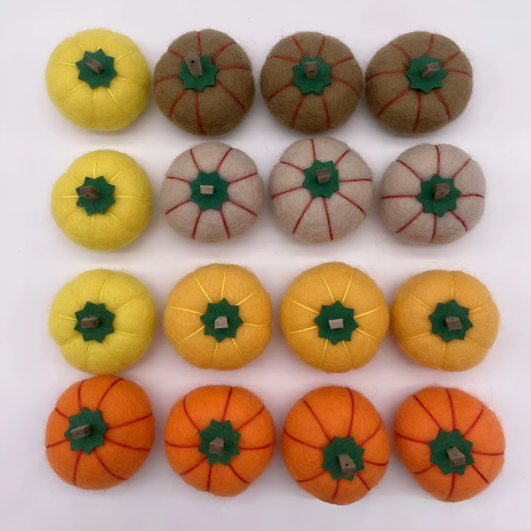 Wool felt pumpkin poke ornaments for doll decoration in seasonal colours