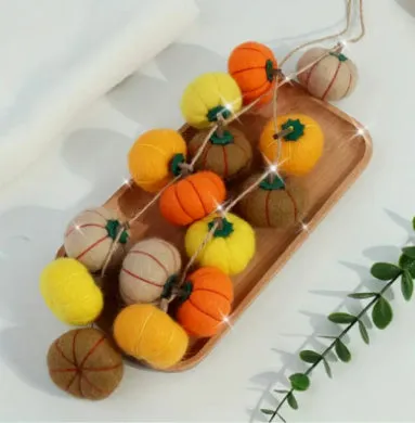 Wool felt pumpkin poke ornaments for doll decoration in seasonal colours