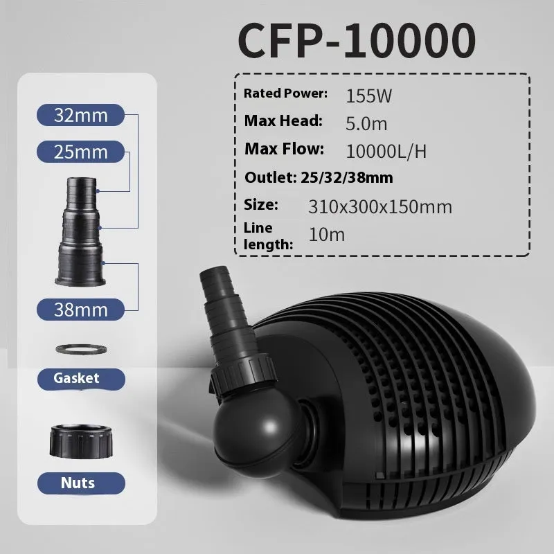 White horizontal CFP series large flow filter pump for garden ponds and turtle tanks.