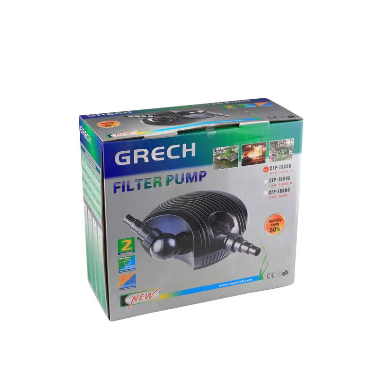 White horizontal CFP series large flow filter pump for garden ponds and turtle tanks.