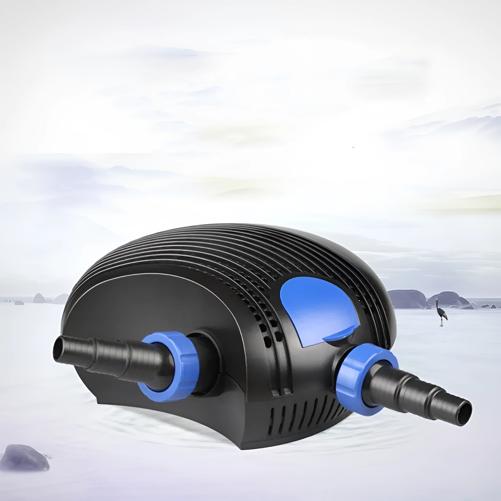 White horizontal CFP series large flow filter pump for garden ponds and turtle tanks.