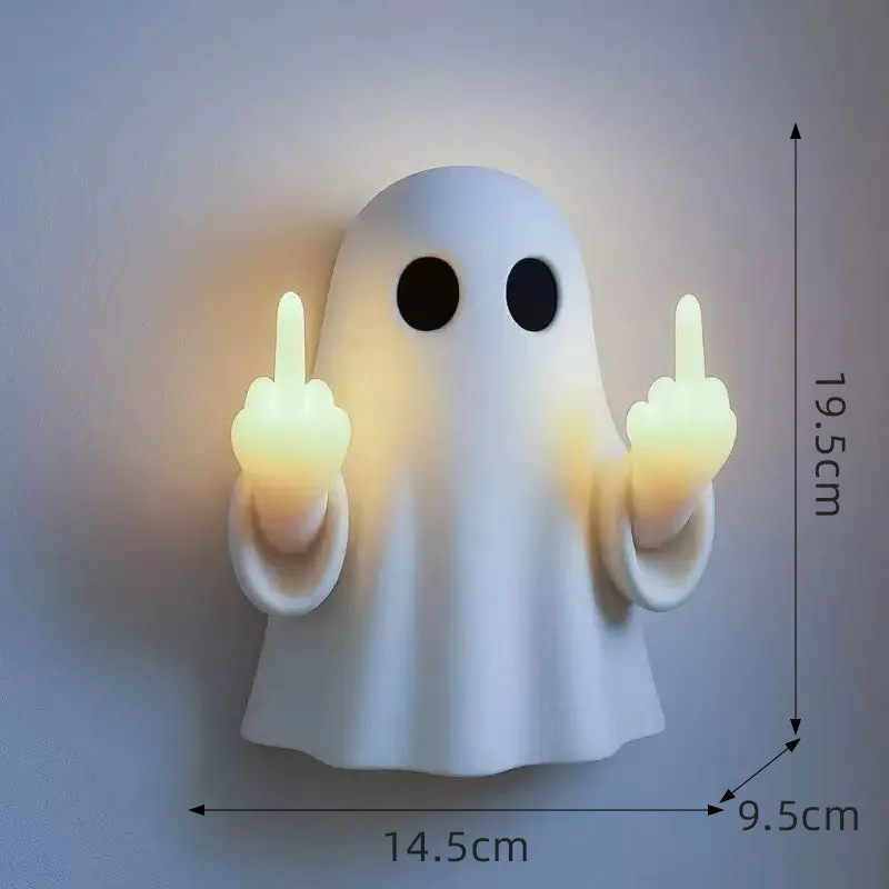 White plastic ghost statue night lamp with modern design for Halloween decoration